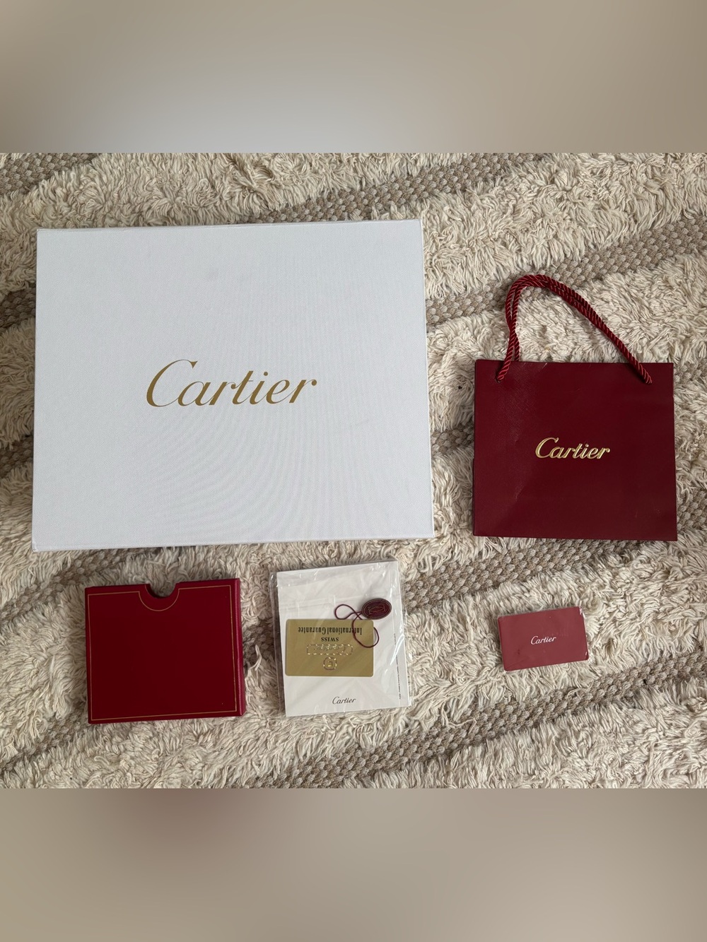 Cartier White Box with Red Shopping Bag & Booklet